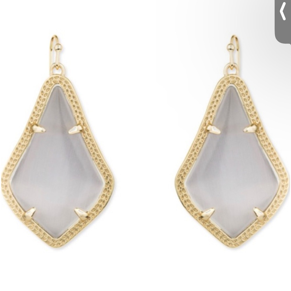 Kendra Scott Alex Gold Drop Earrings in Slate Cat’s Eye